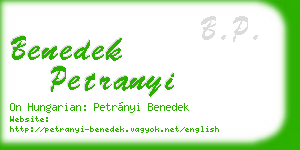 benedek petranyi business card